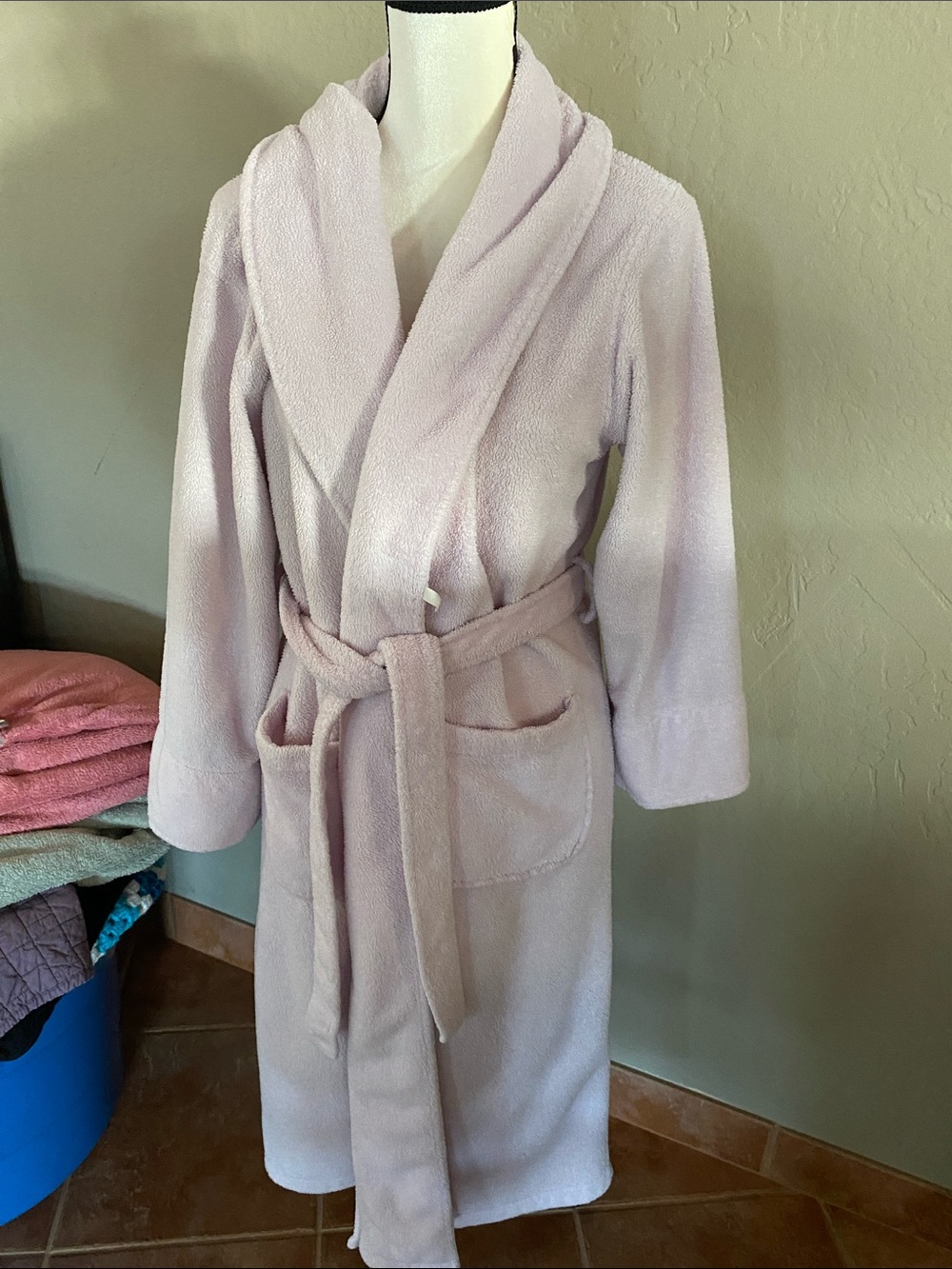 Cozy Plush Rose Bathrobe with Shawl Collar